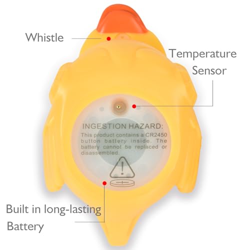 Image of Baby Bathtub Thermometer with LED Display Screen+Cute Duck toy-2-in-1 | Color Coded Alarm (Cold /Comfortable /hot) Bath Temperature Monitor, Adorable Floating Toys for Infants, Essential for Babies