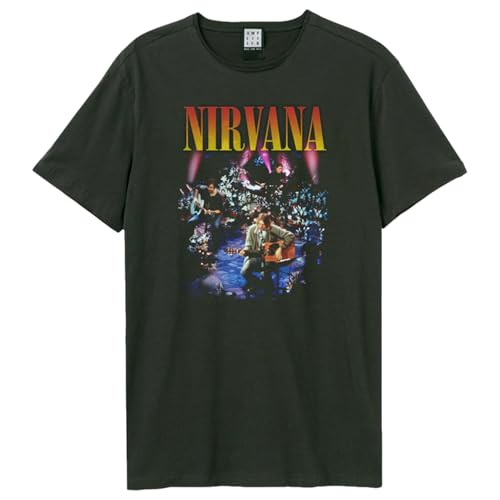 T-shirt Nirvana Live in New York Amplified en coton noir pour fan de rock