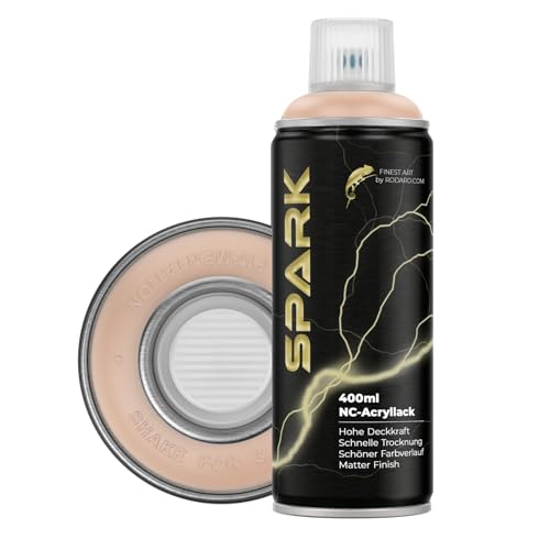SPARK Sprühdose 400ml – Matte Sprühfarbe für Künstler, DIY, Modellbau & Möbel – Hohe Deckkraft, schnelltrocknende Spraydose - Macadamia Beige