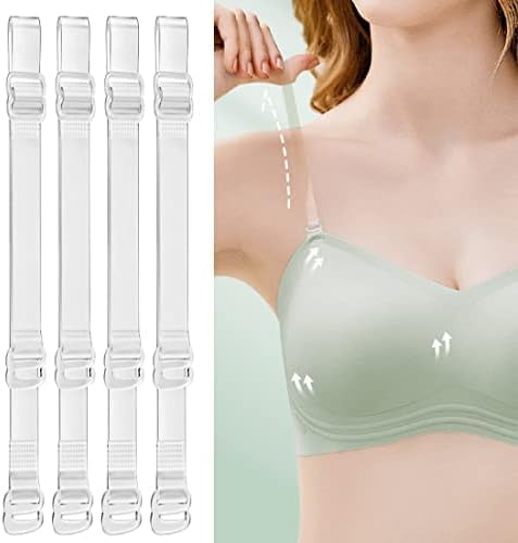 4 عبوات من حمالات الصدر غير المرئية للنساء قابلة للانزلاق للتعديل حمالة صدر بديلة مرئية شفافة بلاستيك بي في سي خالٍ الأسلاك حديث، خالٍ من الأسلاك