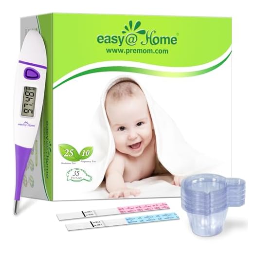 Easy@Home 25 Ovulation Tests &10 Pregnancy Tests & 35 Large Urine Cups + Basal Body Thermometer for Fertility Prediction with Memory Recall EBT-018 Purple
