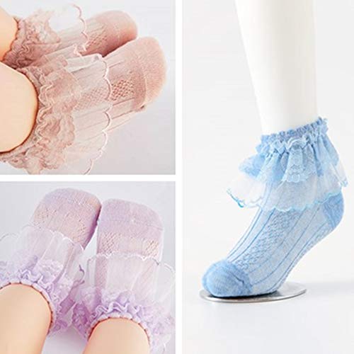 Juebm 6Pack Baby-Girls Toddlers Summer Ruffles Frilly Lace Socks,Princess Dress Socks Thin Mesh Newborn/Infant/Toddler/Little Girl(3-12M) #TOP7