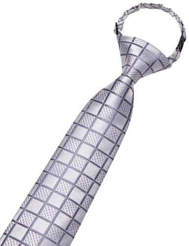 Image of Hi-Tie Boys Tie Pre-Tied Pocket Square Set Adjustable Kids Neckties Age 7-11 Years School UniForm Graduation