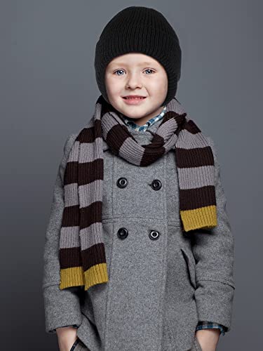 Geyoga 3 Pcs Toddler Kids Boys Girls Winter Knit Hat With Ear Flaps Beanie Hat Fleece Warm Lined Ears Covers Skull Hat For Kids 3 To 7 Years Black, White, Grey #TOP5