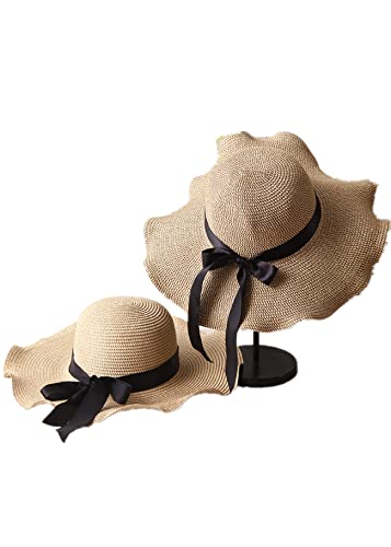 APOHALO Sun Straw Hat for Women 2022 Wide Brim Floppy Beach Hat Foldable Roll up Summer Hats with UV UPF 50+ Protection (Light Brown)