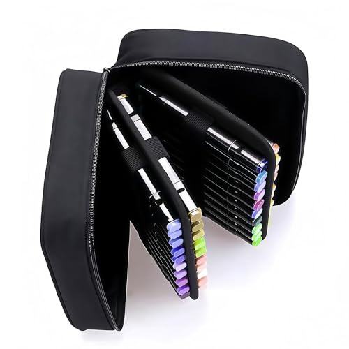 Image of Eiyye Art Marker Portable Pen Case 60 Slots Markers Large Capacity Zippered Pen Holder for Colored Markers(Black)