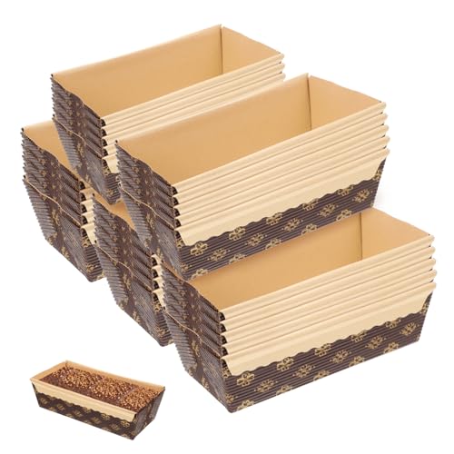 Cabilock 25Pcs Paper Loaf Pans Baking Rectangular Cake Trays Paper Liners for Bread Cakes and Pastries