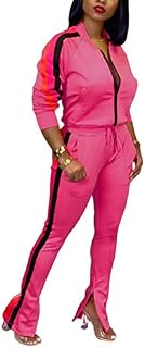 Women's Two Piece Sets Activewear Long Sleeve Zip Tops and Skinny Long Pants