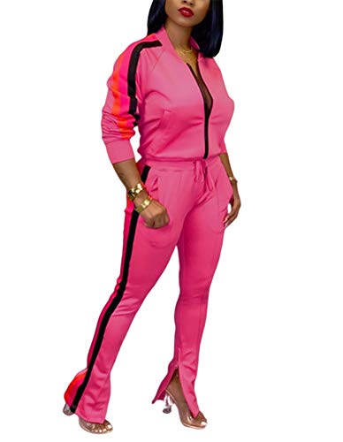 Women's Two Piece Sets Activewear Long Sleeve Zip Tops and Skinny Long Pants