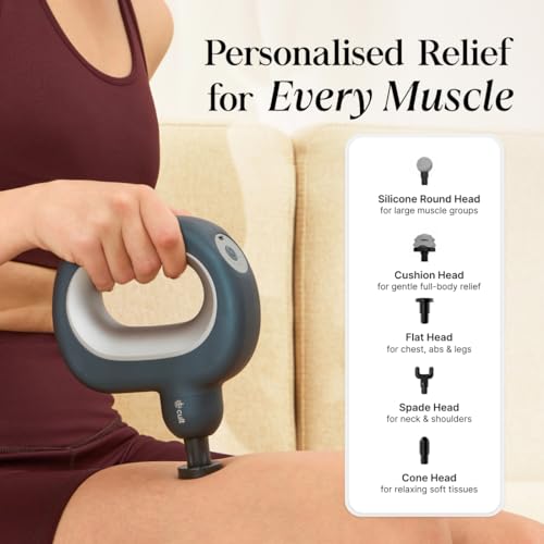 Image of Cult Halo Premium Full Body Gun Massager with Multi-Grip Handle, 5 Massage Heads & 6 Adjustable Speeds, 3 hour battery, Blue