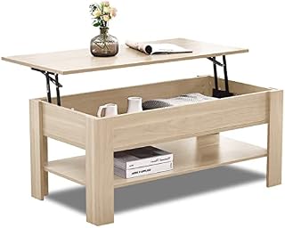 Coffee Table, Lift Up Coffee Table For Living Room, Wooden Coffee Tables With Storage Large Hidden Storage Rectangular Lift-Top with1 Shelf Sofa End Tea Table for Living Room Furniture (Beech)