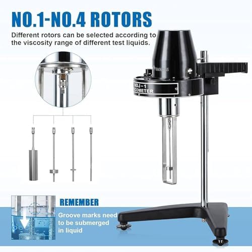 Portable Rotary Viscometer Digital Viscosity Meter with 4 Rotors, 1-100,000 mPa.s Accuracy ±5% for Paint, Oil, Lab Testing, Industrial Use