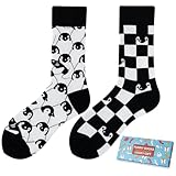 NxnChc Calcetines Divertidos Unisex para Mujer y Hombre con Diseños Asimétricos en Par - Temas Pingüino Animales, Comida, Fruta, Deporte y Arte en Algodón - Ideal para Regalos