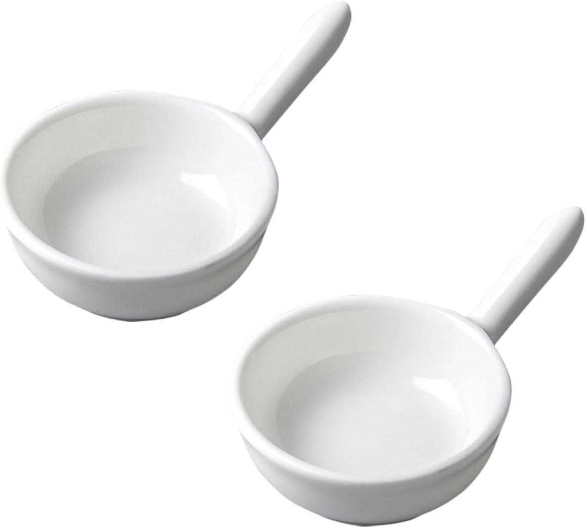 2pcs Porcelain Soy Sauce Dishes with Handle for Side Dishes