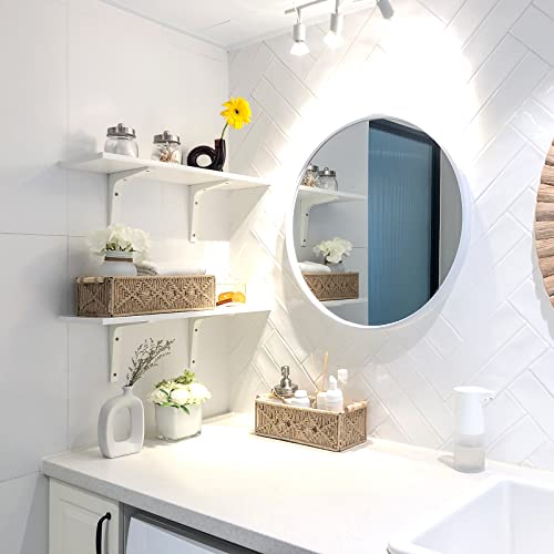 Mkono Macrame Storage Baskets Boho Decor Box Handmade Woven Decorative Countertop Toilet Tank Shelf Cabinet Organizer for Bedroom Livingroom Home, Set of 2, Brown by Mkono - Image 2