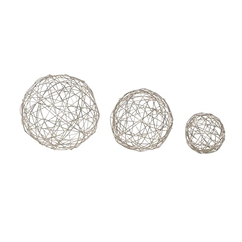 Set de 3 figuras decorativas geométricas de metal plateado miniatura 1
