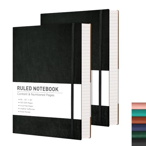 Carnet cuir B5 RETTACY en papier premium 100g qui ne traverse pas avec couverture souple noire