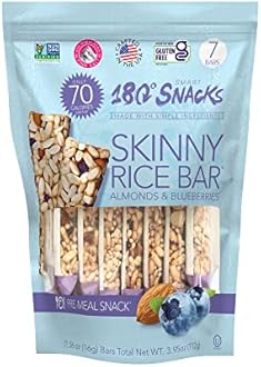 180 Snacks Pre-Meal Snack Skinny Rice Bar with Himalayan Salt 1 Pack, 3.22oz (Blueberry & Almond)