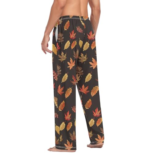 Mens Pajama Pants Fall Thanksgiving Leaves Soft Lounge Sleep Pj Bottoms with Drawstring Pockets 5