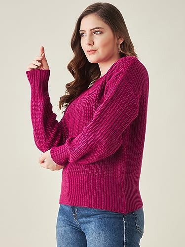 Image of Modeve Solid Round Neck Casual Women Sweater||Winterwear||
