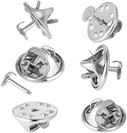Prasacco 100 Pairs Butterfly Clutch Tie Pins, Pin Badge Backs Metal Pin Backs Replacement Butterfly Cap Brooch Pins for Craft Making