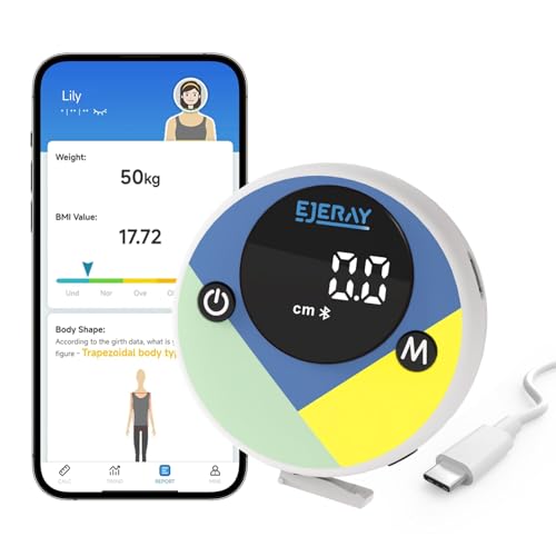 EJERAY Digital Tape Measure, Smart Body Measuring Tape with App,