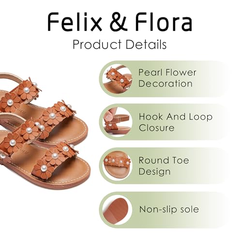 Image of Felix & Flora Toddler Girl Sandals - Flower Girl Dress Shoes Open Toe Little Kid Flats