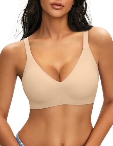 NIASOUL Women's Wireless Push Up Bra Seamless Deep V Comfortable Support - image 1