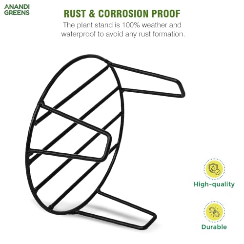 Image of Anandi Green's Black Color Anti Rust Metal plant Stand For for Balcony, living room, indoor and outdoor use (AG PS ROUND 12)
