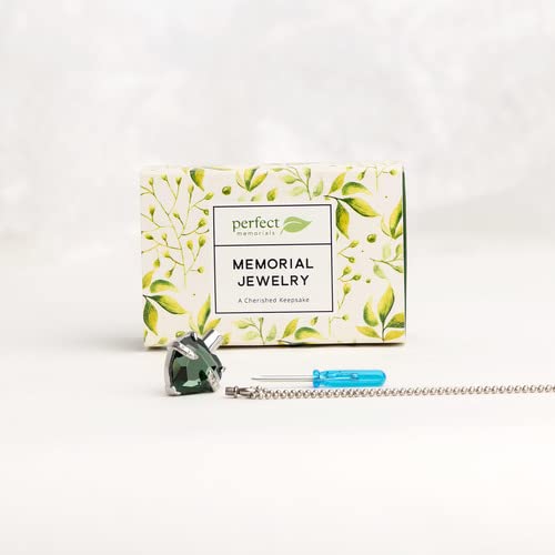 Perfect Memorials Hold My Heart Emerald Cremation Jewelry - Beautiful Pendant For Loved One/Memorial Urn Necklace For 1 Cu/In Of Adult Human Ashes, Lock Of Hair, & More/Keep Them Close To Your Heart #TOP1