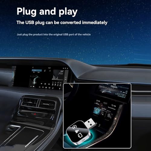 Adaptador inalámbrico CarPlay y Android Auto Onchdbfhuu 2X USB para pasar de cable a inalámbrico 2