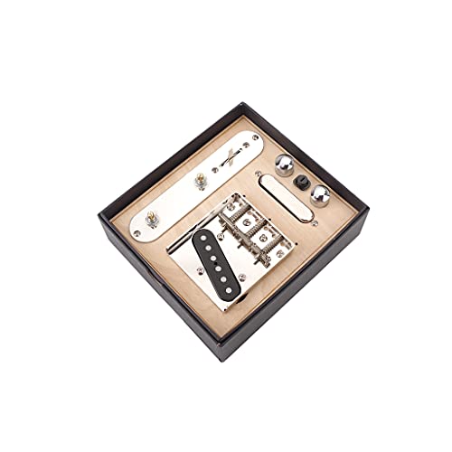 Alnicov Electric Guitar Prewired Threaded Saddle Bridge Plate Loaded Pickups,3-way Switch Control Plate with Tone Volume Knobs,Neck Pickup Set for Telecaster TL Electric Guitar