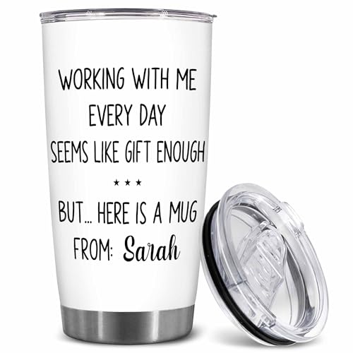 BECHUSKY Personalized Gift For Coworker - Working With Me Everyday Seems Like Gift Enough - Funny Office Tumbler For Boss, Manager, Employees With Custom Name - Christmas, Birthday To Women, Men