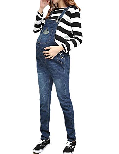 Tech BS Women's Stretch Denim Maternity Overalls Medium(US 10)