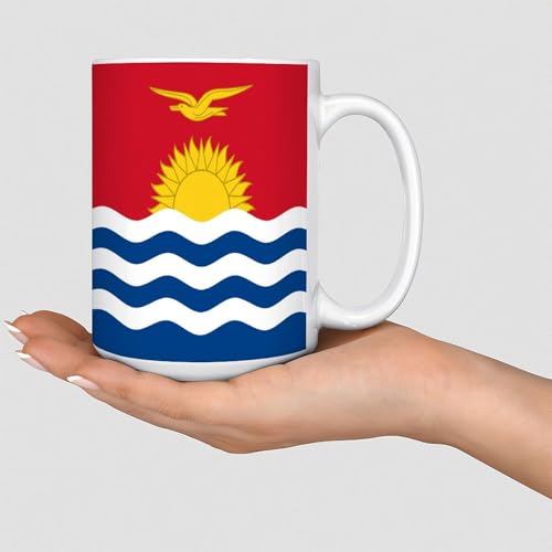 Wodevor Kiribati Mug blanc avec drapeau national – Cadeau nautique – Tasse humoristique en céramique blanche brillante pour la fête des mères – Cadeau de remise de diplôme pour petite amie et fille –