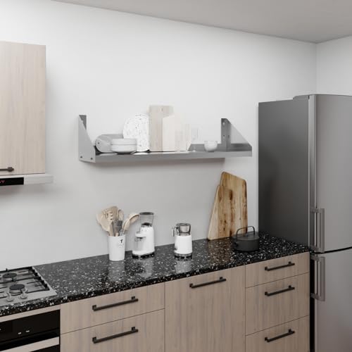 Image of AmGood Stainless Steel Wall Shelf with Side Guards (48 inch Long x 12 inch Deep)