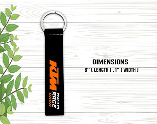 Image of woopme Polyester 1Pcs Ready To Race Ktm Lanyard Keychain Holder Compatible For Bikes Men's Women's Riders Key Holder Key Tag Multicolored (6 X 1 Inches)
