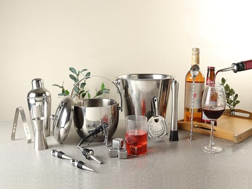 Image of Car-O-Bar Bar kit | Bar Set for Home - Bartender Kit :Cocktail Shaker, Jigger, Wine & Beer Bottle Opener, Ice Tong
