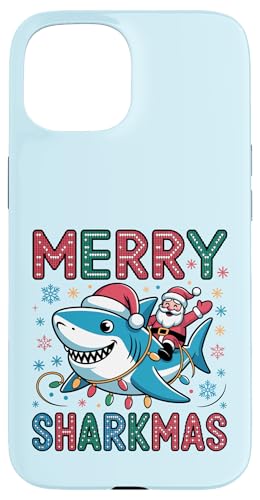 Merry Sharkmas AO[Z[^[ T^ CfBO V[N Cgt X}zP[X iPhone 15 p