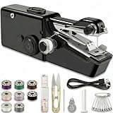 Mini Nähmaschine Elektrisch für Anfänger & Kinder, Tragbar mit Doppelstich für Schnelles Nähen von Kleidung, Vorhängen, Leder & Heimtextilien - Komplettes DIY Nähset für Haus und Reise (Schwarz)