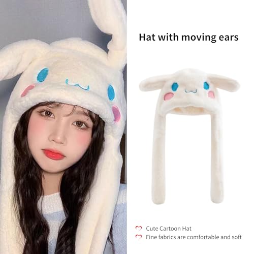 Cute Soft Plush Hats, Ear Moving Jumping Hat, Funny Cartoon Animal Warm Winter Caps for Women Girls4