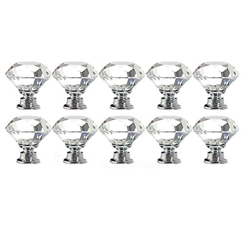 Vosarea 12 peças 25 mm puxador de vidro cristal 30 mm em forma de diamante Usd para armário, gaveta,