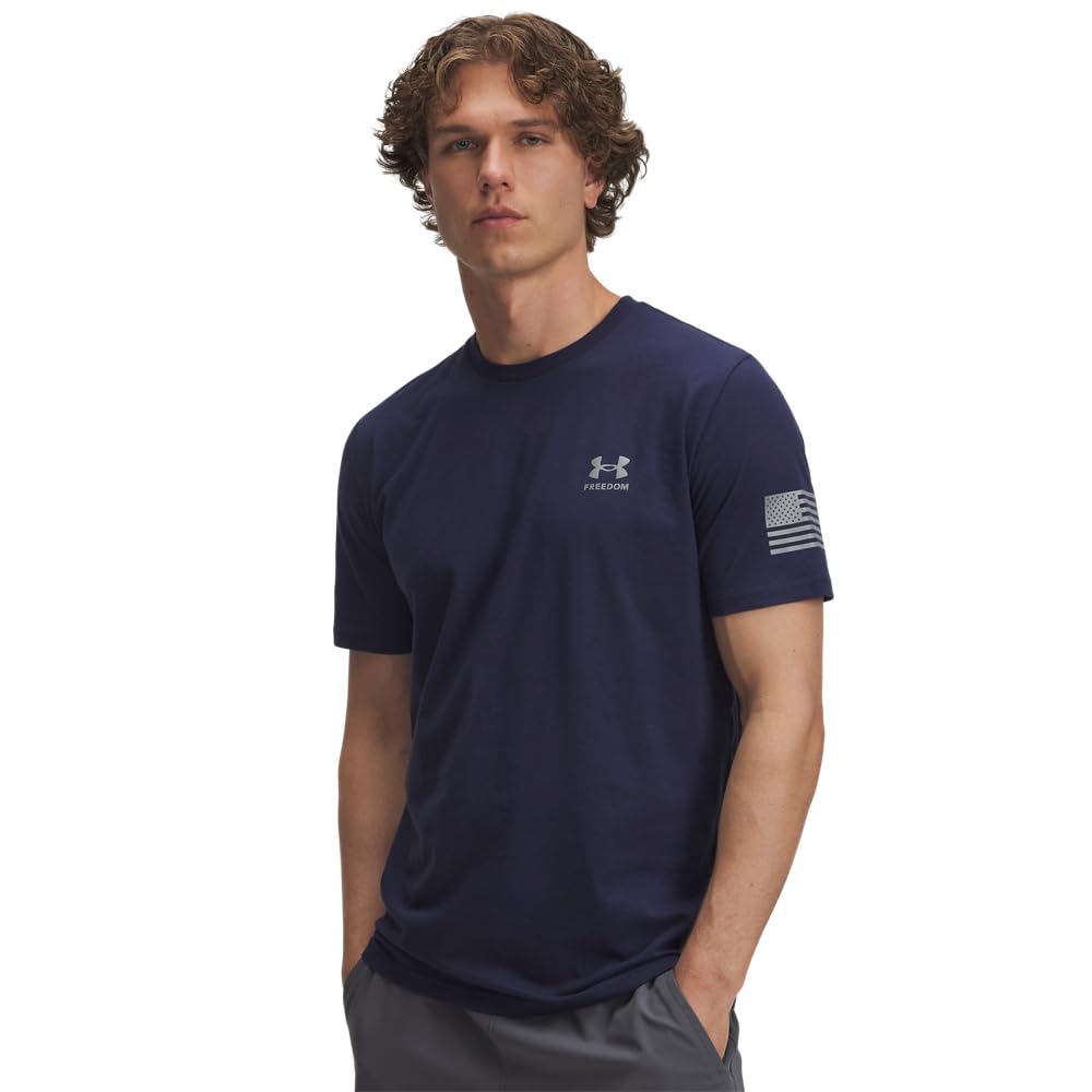 Under Armour Mens Freedom Flag Short Sleeve T Shirt, (410) Midnight Navy / / Red, XXL