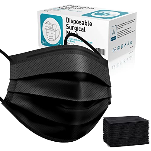 ARNOMED Medizinische Mundschutzmasken Schwarz - 100 Stück CE Zertifiziert Typ IIR