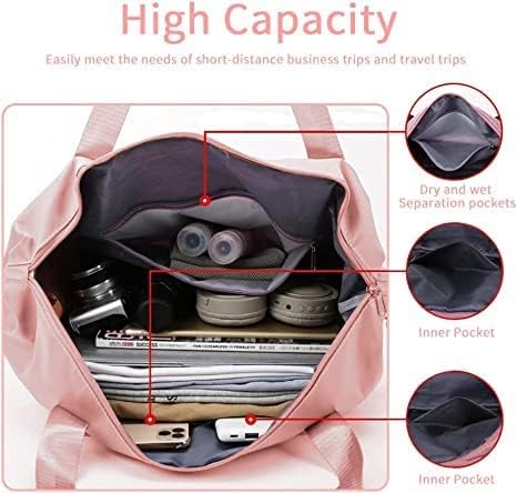 Image of bagsmart Alphabita Foldable Travel Duffel Bag Large Capacity Folding Lightweight Waterproof Carry Luggage Fashion Cosmetic Bag (Light Pink), 23 cm