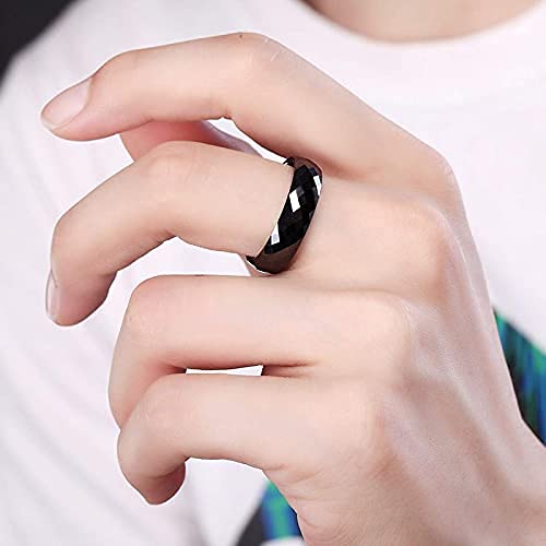 Image of Yellow Chimes Rings for Men Black Band Ring Stainless Steel Ceramic Top Design Band Ring for Men and Boys.