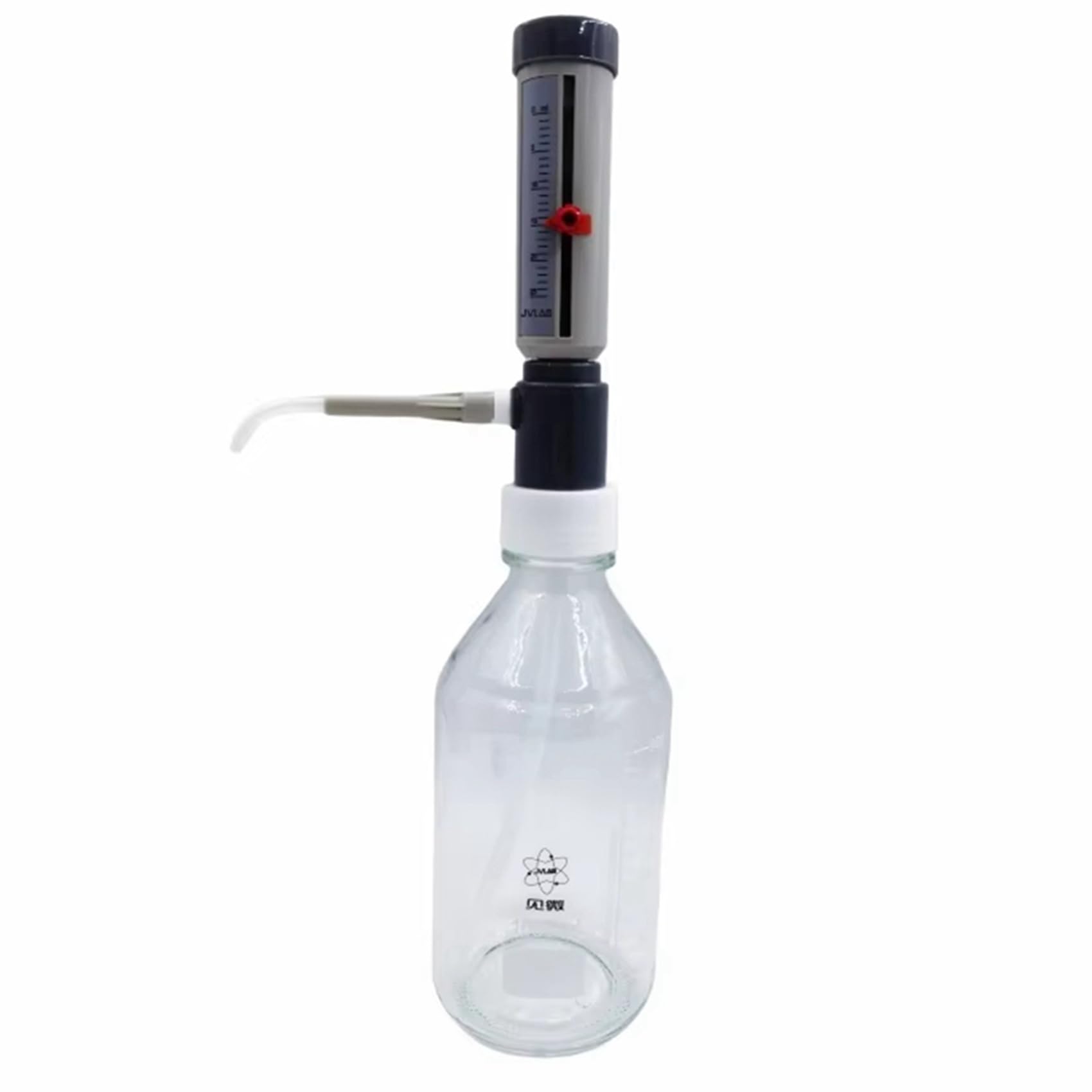 2X Dozownik na Górną Część Butelki Laboratoryjnej Ekonomiczny 5-25 Ml Regulowany Dozownik Cieczy Półautomatyczny Dozownik Cieczy z Adapterem GL45