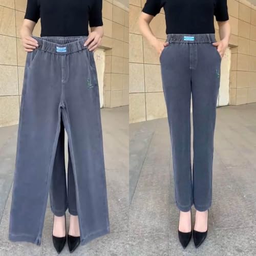 Janemore Comfy Jeans for Senior Women Femijeans - High Waist Ultra Stretchy Flattering Jeans Pull on Stretch Denim Mom Pants4