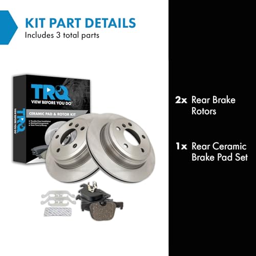 Image of TRQ Rear Brake Pad & Rotor Kit Ceramic Compatible with BMW