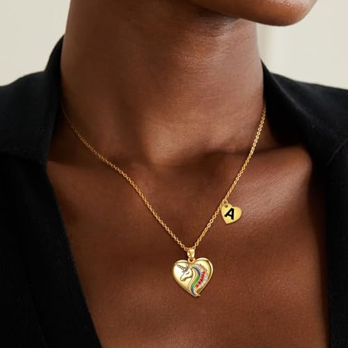 Cute Initial Necklaces for Girls - Colorful CZ Heart Pendant Necklace for Teen Preteen, Personalized Little Girls Jewelry Gifts for Kids2